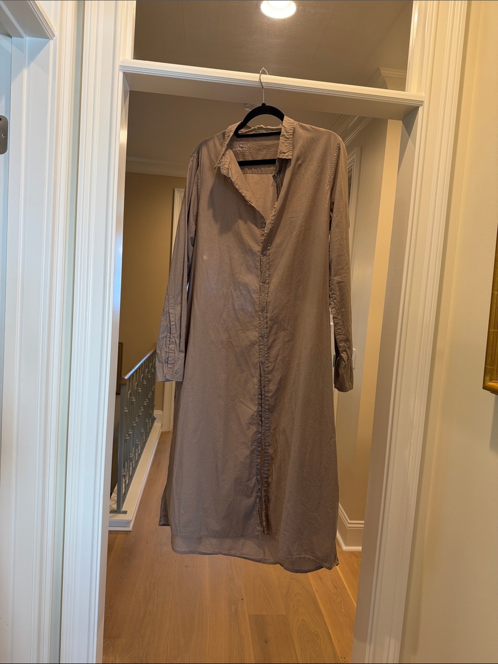 CP Shades Taupe Long Sleeve Shirt Dress(bw)